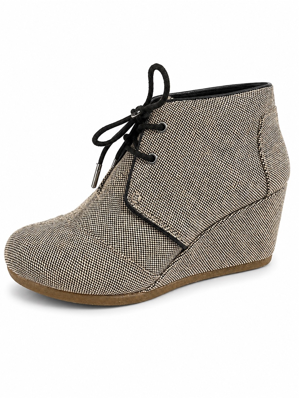 Toms Women’s Metallic Lace-Up Ankle Boots in Silver with Black Laces